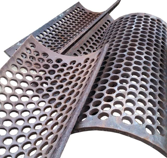 Curved perforated grinder screens